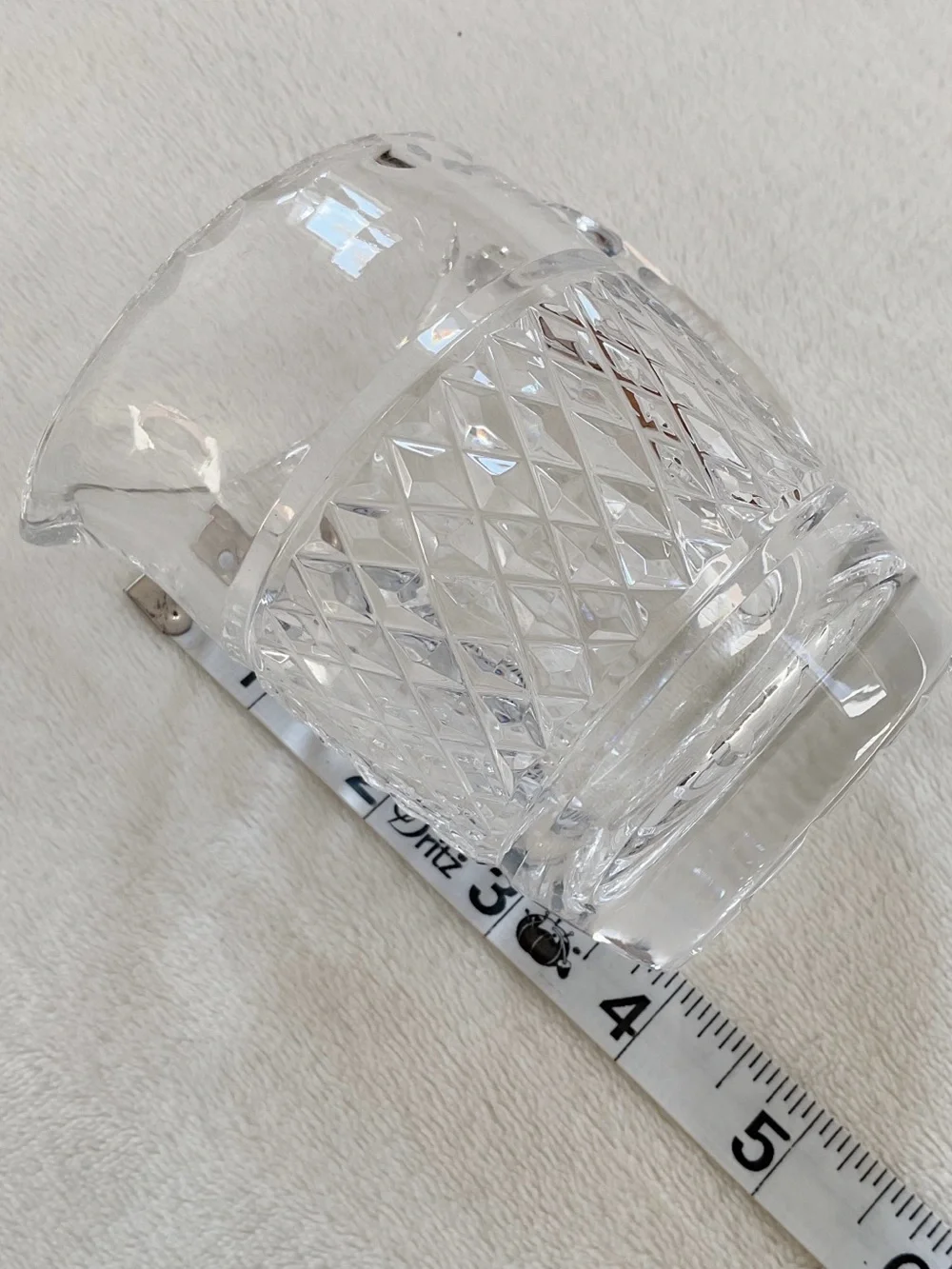 Signed Waterford Crystal Creamer Scalloped Rim Diamond Cut